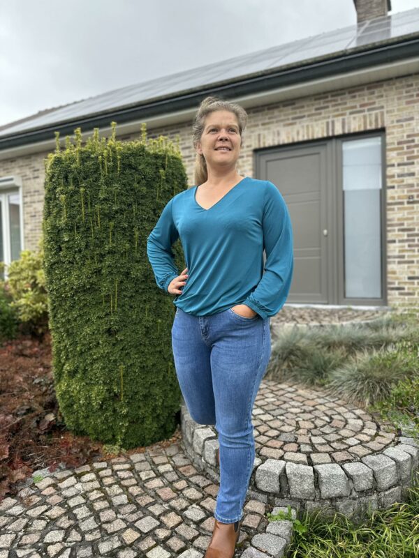 petrol blauw blouse XL
