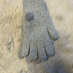 licht grijs, pompon, handschoenen