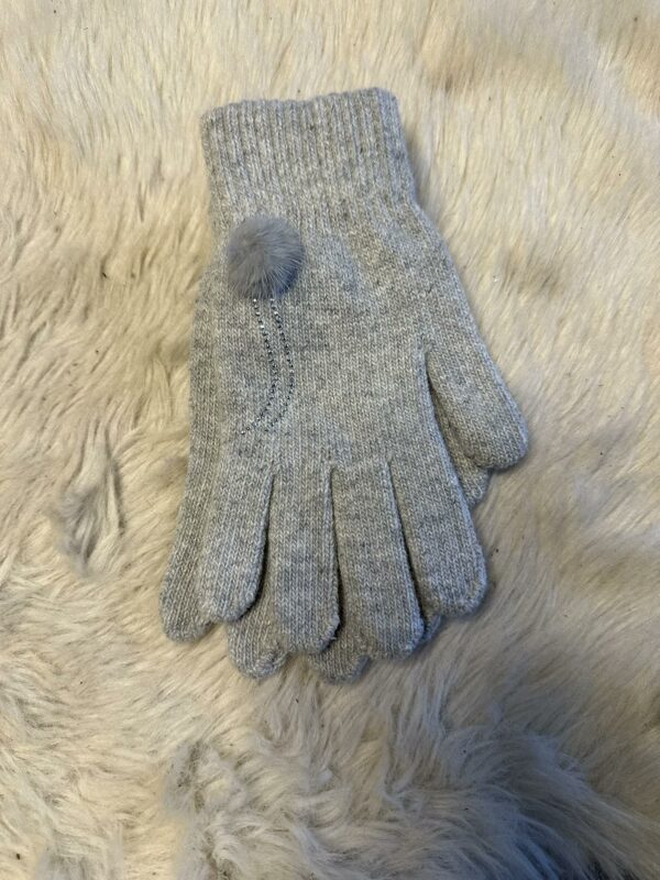 licht grijs, pompon, handschoenen