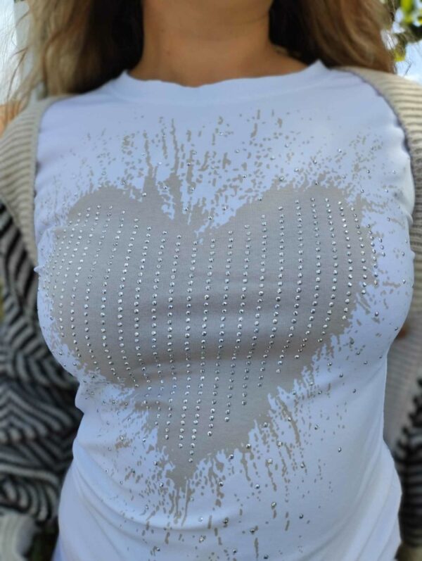 T-shirt camel hart, diamantjes