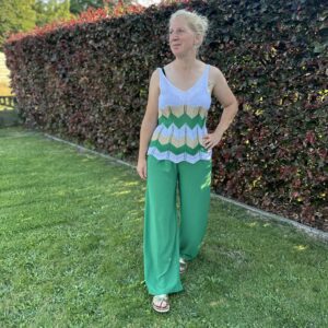 wit topje groen en goud